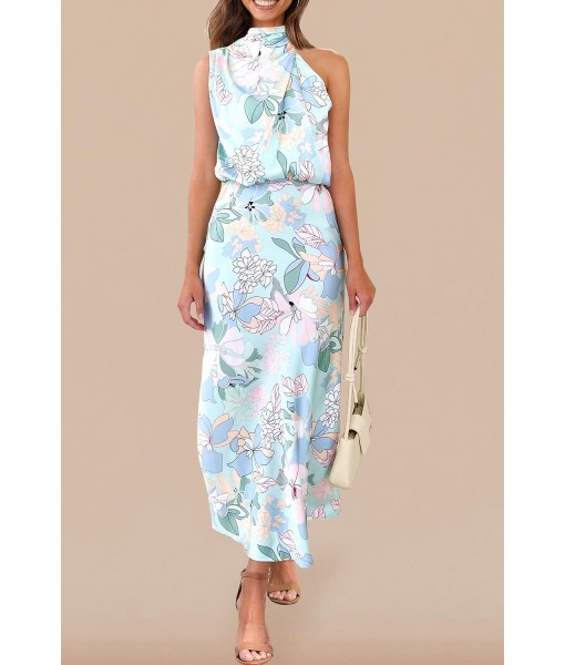 PRETTYGARDEN Women's 2025 Summer Satin Dress Elegant Sleeveless Mock Neck Cocktail Party Maxi Dresses