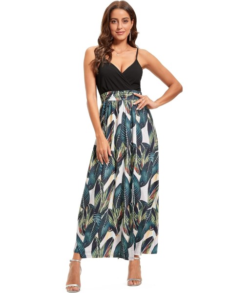 Newshows Women Summer 2025 Maxi Dress Vacation Floral Spaghetti Strap Spring Casual Boho Split Beach Long Flowy Sundress