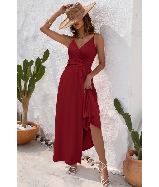 Newshows Women Summer 2025 Maxi Dress Vacation Floral Spaghetti Strap Spring Casual Boho Split Beach Long Flowy Sundress
