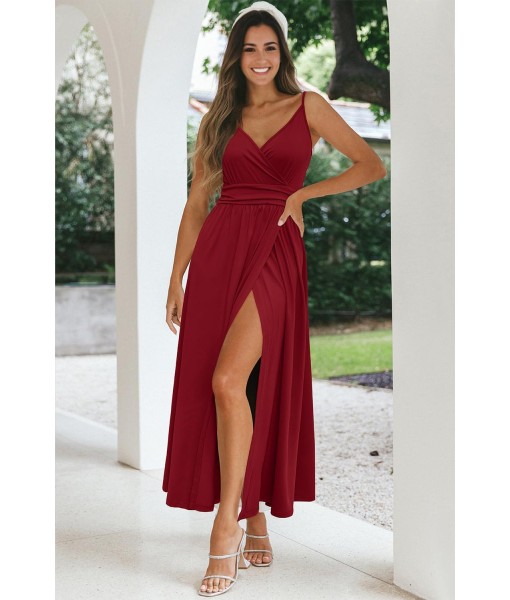 Newshows Women Summer 2025 Maxi Dress Vacation Floral Spaghetti Strap Spring Casual Boho Split Beach Long Flowy Sundress