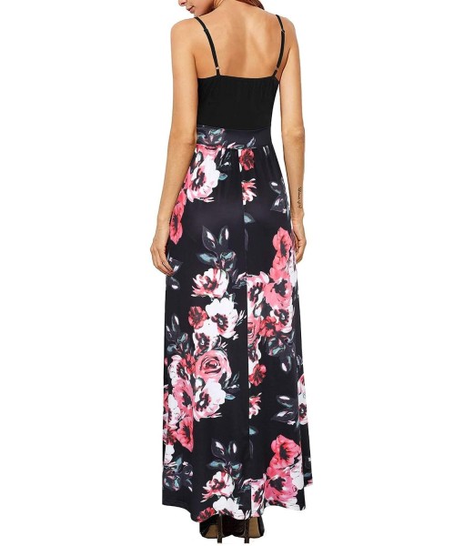 Newshows Women Summer 2025 Maxi Dress Vacation Floral Spaghetti Strap Spring Casual Boho Split Beach Long Flowy Sundress