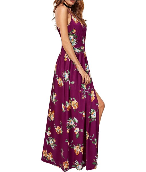Newshows Women Summer 2025 Maxi Dress Vacation Floral Spaghetti Strap Spring Casual Boho Split Beach Long Flowy Sundress