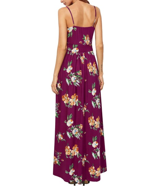 Newshows Women Summer 2025 Maxi Dress Vacation Floral Spaghetti Strap Spring Casual Boho Split Beach Long Flowy Sundress