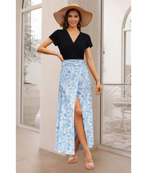 Newshows Women Summer 2025 Maxi Dress Vacation Floral Spaghetti Strap Spring Casual Boho Split Beach Long Flowy Sundress