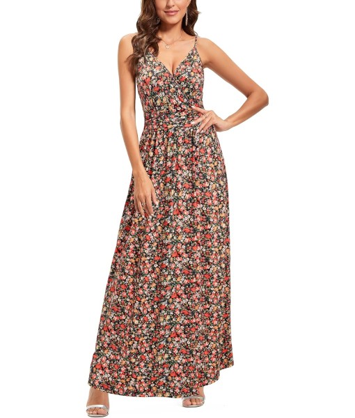Newshows Women Summer 2025 Maxi Dress Vacation Floral Spaghetti Strap Spring Casual Boho Split Beach Long Flowy Sundress