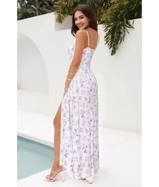Newshows Women Summer 2025 Maxi Dress Vacation Floral Spaghetti Strap Spring Casual Boho Split Beach Long Flowy Sundress