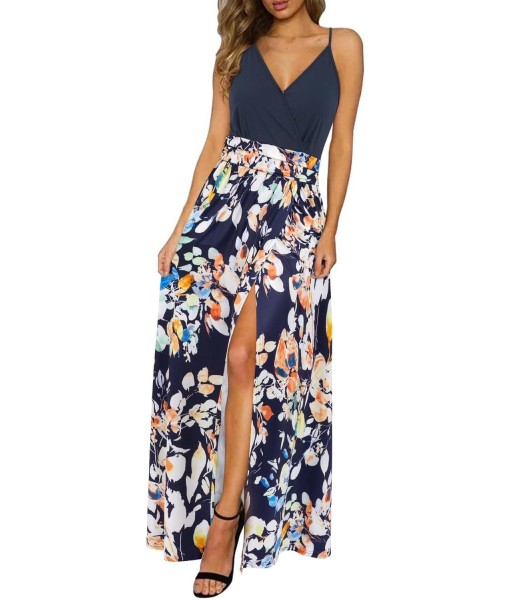 Newshows Women Summer 2025 Maxi Dress Vacation Floral Spaghetti Strap Spring Casual Boho Split Beach Long Flowy Sundress