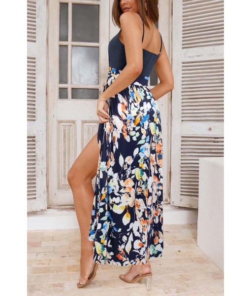 Newshows Women Summer 2025 Maxi Dress Vacation Floral Spaghetti Strap Spring Casual Boho Split Beach Long Flowy Sundress