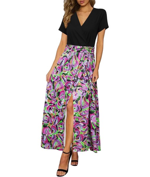 Newshows Women Summer 2025 Maxi Dress Vacation Floral Spaghetti Strap Spring Casual Boho Split Beach Long Flowy Sundress