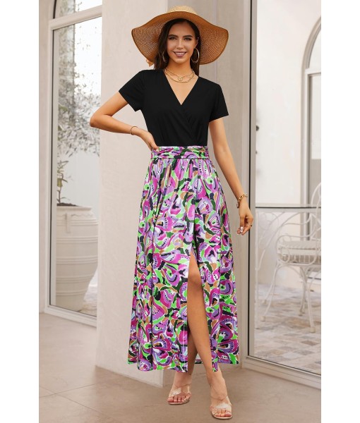 Newshows Women Summer 2025 Maxi Dress Vacation Floral Spaghetti Strap Spring Casual Boho Split Beach Long Flowy Sundress