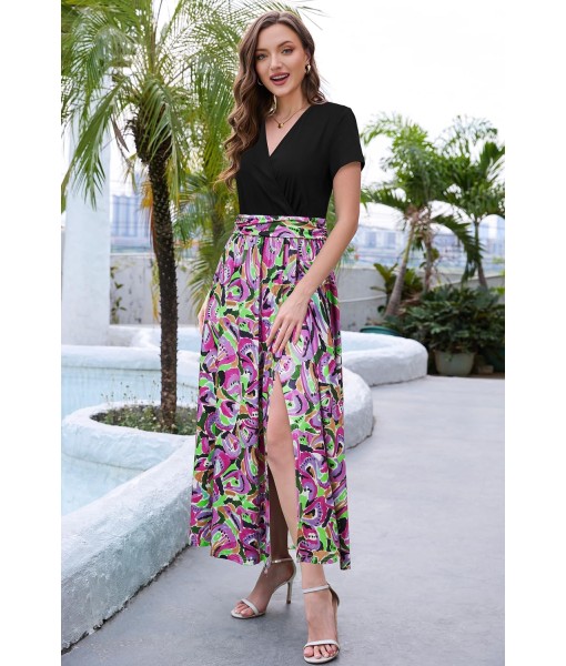 Newshows Women Summer 2025 Maxi Dress Vacation Floral Spaghetti Strap Spring Casual Boho Split Beach Long Flowy Sundress