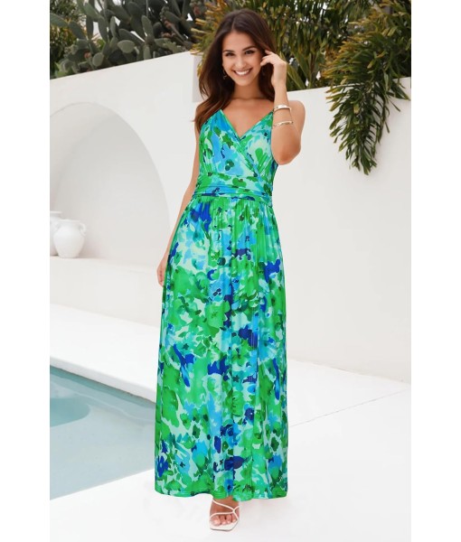 Newshows Women Summer 2025 Maxi Dress Vacation Floral Spaghetti Strap Spring Casual Boho Split Beach Long Flowy Sundress
