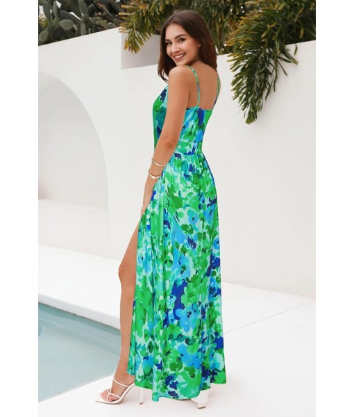 Newshows Women Summer 2025 Maxi Dress Vacation Floral Spaghetti Strap Spring Casual Boho Split Beach Long Flowy Sundress