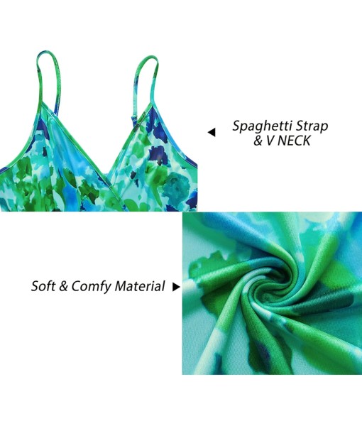 Newshows Women Summer 2025 Maxi Dress Vacation Floral Spaghetti Strap Spring Casual Boho Split Beach Long Flowy Sundress