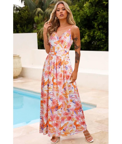 Newshows Women Summer 2025 Maxi Dress Vacation Floral Spaghetti Strap Spring Casual Boho Split Beach Long Flowy Sundress