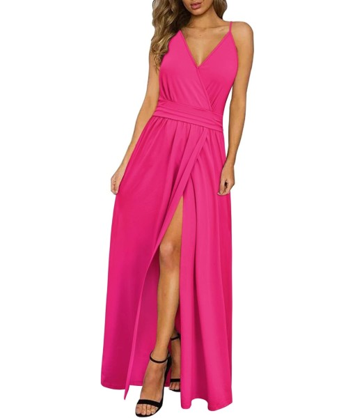 Newshows Women Summer 2025 Maxi Dress Vacation Floral Spaghetti Strap Spring Casual Boho Split Beach Long Flowy Sundress