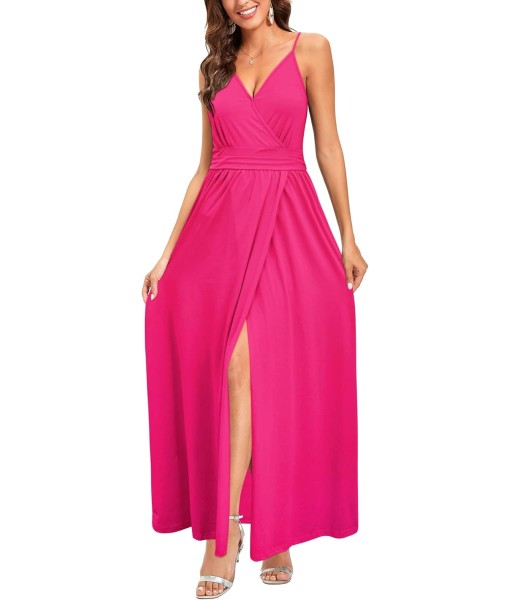 Newshows Women Summer 2025 Maxi Dress Vacation Floral Spaghetti Strap Spring Casual Boho Split Beach Long Flowy Sundress