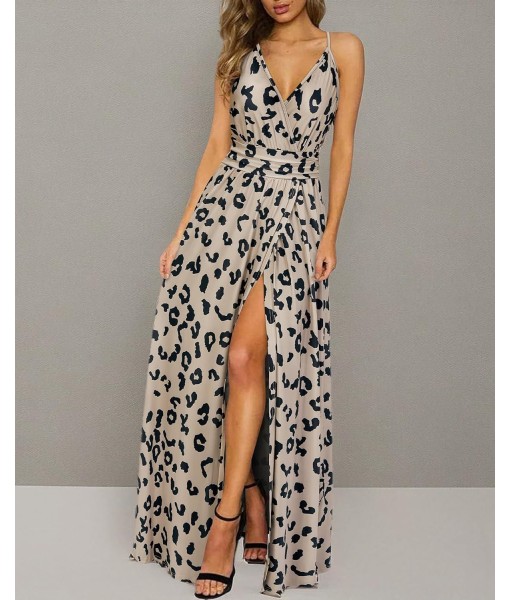Newshows Women Summer 2025 Maxi Dress Vacation Floral Spaghetti Strap Spring Casual Boho Split Beach Long Flowy Sundress