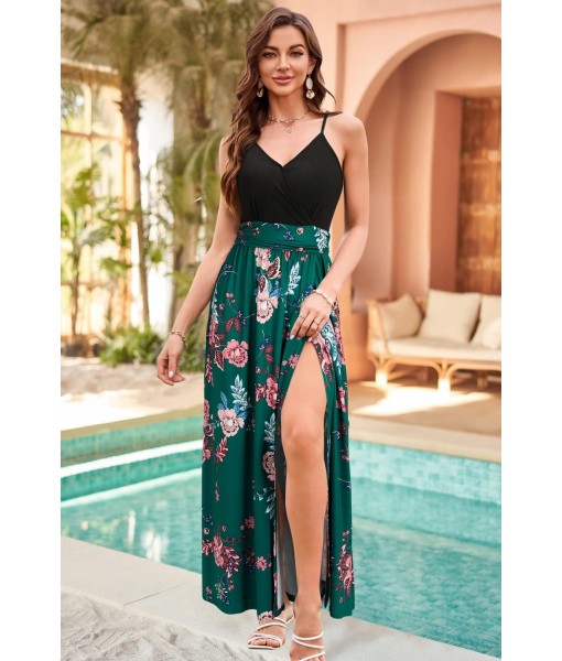 Newshows Women Summer 2025 Maxi Dress Vacation Floral Spaghetti Strap Spring Casual Boho Split Beach Long Flowy Sundress