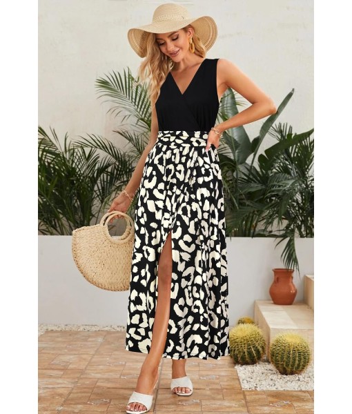 Newshows Women Summer 2025 Maxi Dress Vacation Floral Spaghetti Strap Spring Casual Boho Split Beach Long Flowy Sundress