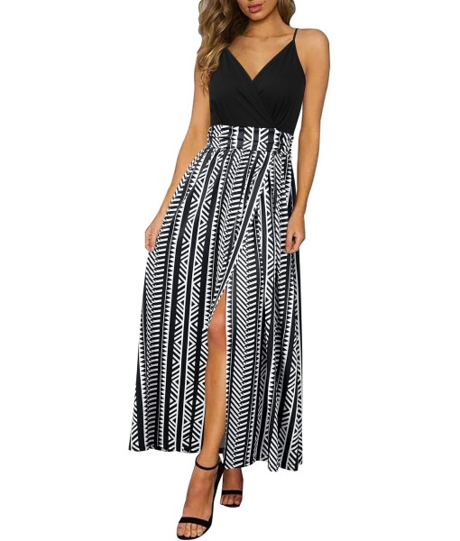 Newshows Women Summer 2025 Maxi Dress Vacation Floral Spaghetti Strap Spring Casual Boho Split Beach Long Flowy Sundress