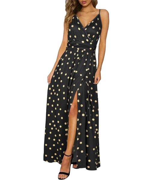 Newshows Women Summer 2025 Maxi Dress Vacation Floral Spaghetti Strap Spring Casual Boho Split Beach Long Flowy Sundress