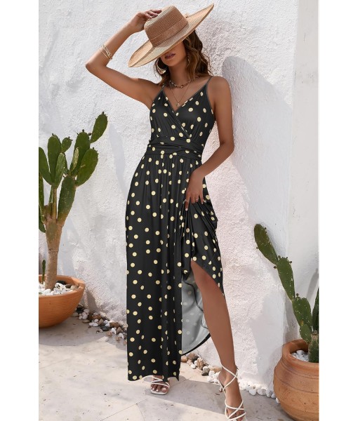 Newshows Women Summer 2025 Maxi Dress Vacation Floral Spaghetti Strap Spring Casual Boho Split Beach Long Flowy Sundress
