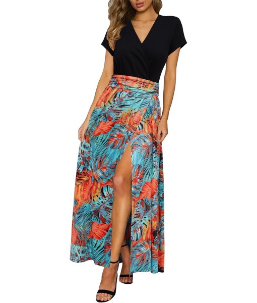 Newshows Women Summer 2025 Maxi Dress Vacation Floral Spaghetti Strap Spring Casual Boho Split Beach Long Flowy Sundress