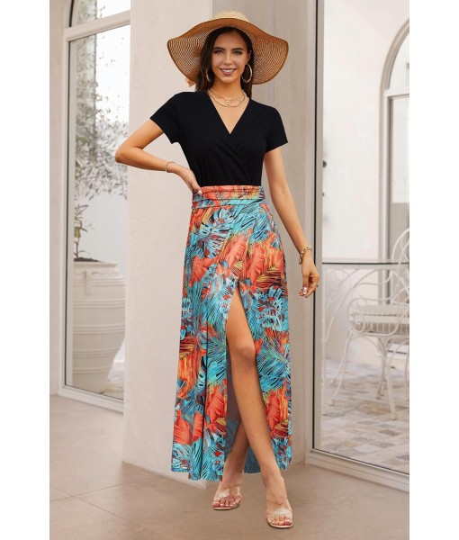 Newshows Women Summer 2025 Maxi Dress Vacation Floral Spaghetti Strap Spring Casual Boho Split Beach Long Flowy Sundress