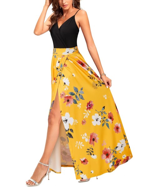 Newshows Women Summer 2025 Maxi Dress Vacation Floral Spaghetti Strap Spring Casual Boho Split Beach Long Flowy Sundress
