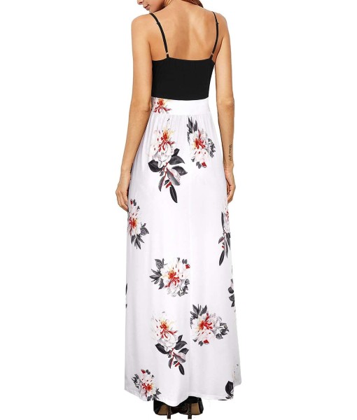 Newshows Women Summer 2025 Maxi Dress Vacation Floral Spaghetti Strap Spring Casual Boho Split Beach Long Flowy Sundress