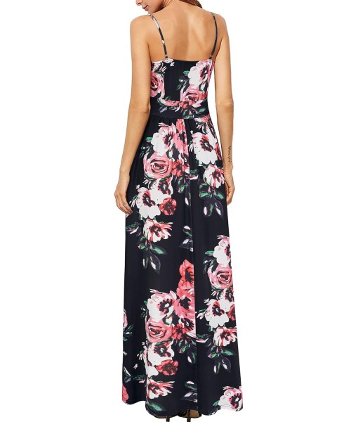 Newshows Women Summer 2025 Maxi Dress Vacation Floral Spaghetti Strap Spring Casual Boho Split Beach Long Flowy Sundress