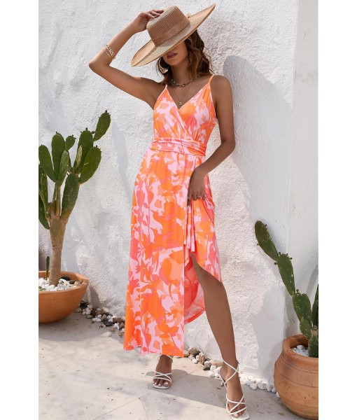 Newshows Women Summer 2025 Maxi Dress Vacation Floral Spaghetti Strap Spring Casual Boho Split Beach Long Flowy Sundress