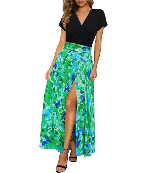 Newshows Women Summer 2025 Maxi Dress Vacation Floral Spaghetti Strap Spring Casual Boho Split Beach Long Flowy Sundress