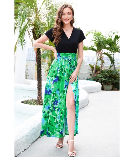 Newshows Women Summer 2025 Maxi Dress Vacation Floral Spaghetti Strap Spring Casual Boho Split Beach Long Flowy Sundress