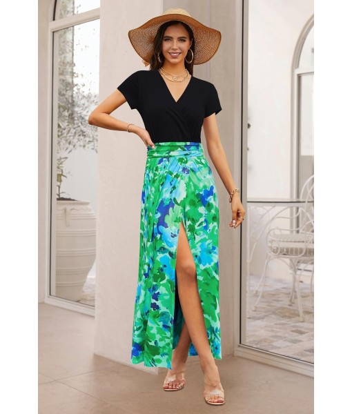 Newshows Women Summer 2025 Maxi Dress Vacation Floral Spaghetti Strap Spring Casual Boho Split Beach Long Flowy Sundress