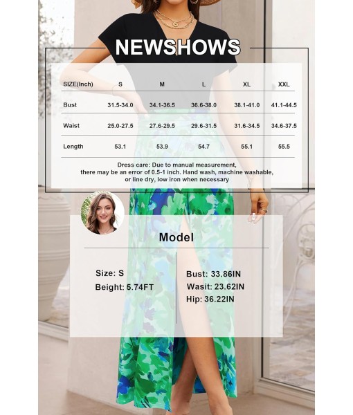 Newshows Women Summer 2025 Maxi Dress Vacation Floral Spaghetti Strap Spring Casual Boho Split Beach Long Flowy Sundress