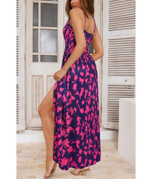 Newshows Women Summer 2025 Maxi Dress Vacation Floral Spaghetti Strap Spring Casual Boho Split Beach Long Flowy Sundress