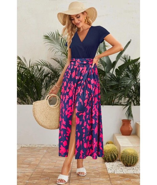 Newshows Women Summer 2025 Maxi Dress Vacation Floral Spaghetti Strap Spring Casual Boho Split Beach Long Flowy Sundress