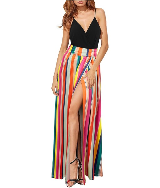 Newshows Women Summer 2025 Maxi Dress Vacation Floral Spaghetti Strap Spring Casual Boho Split Beach Long Flowy Sundress