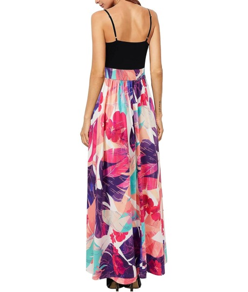 Newshows Women Summer 2025 Maxi Dress Vacation Floral Spaghetti Strap Spring Casual Boho Split Beach Long Flowy Sundress