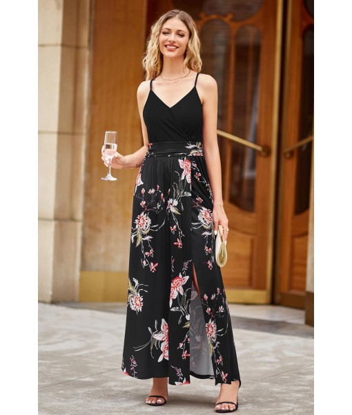 Newshows Women Summer 2025 Maxi Dress Vacation Floral Spaghetti Strap Spring Casual Boho Split Beach Long Flowy Sundress