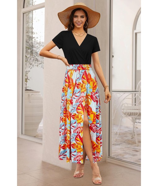 Newshows Women Summer 2025 Maxi Dress Vacation Floral Spaghetti Strap Spring Casual Boho Split Beach Long Flowy Sundress