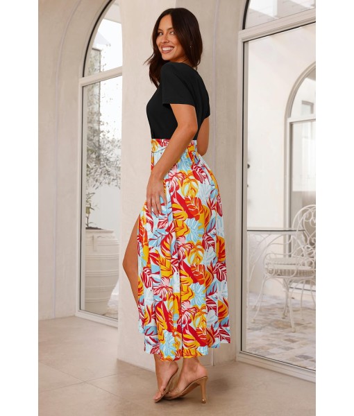 Newshows Women Summer 2025 Maxi Dress Vacation Floral Spaghetti Strap Spring Casual Boho Split Beach Long Flowy Sundress