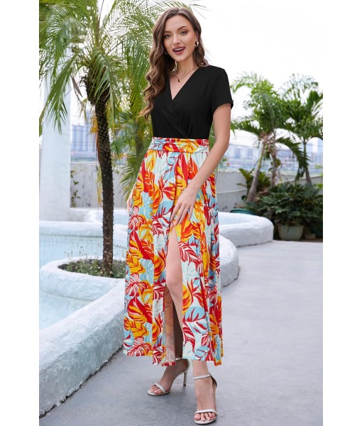 Newshows Women Summer 2025 Maxi Dress Vacation Floral Spaghetti Strap Spring Casual Boho Split Beach Long Flowy Sundress