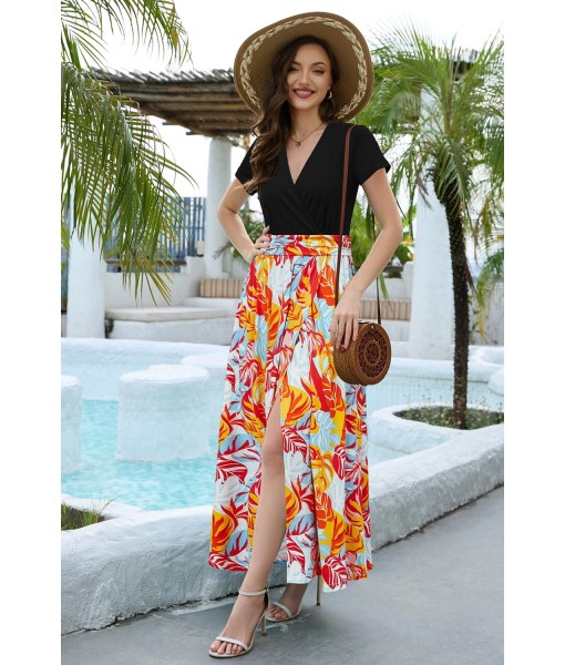 Newshows Women Summer 2025 Maxi Dress Vacation Floral Spaghetti Strap Spring Casual Boho Split Beach Long Flowy Sundress