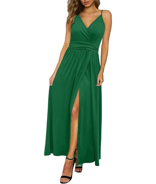 Newshows Women Summer 2025 Maxi Dress Vacation Floral Spaghetti Strap Spring Casual Boho Split Beach Long Flowy Sundress