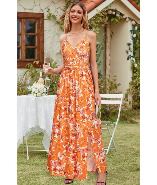 Newshows Women Summer 2025 Maxi Dress Vacation Floral Spaghetti Strap Spring Casual Boho Split Beach Long Flowy Sundress