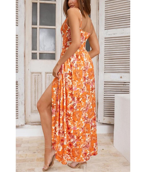 Newshows Women Summer 2025 Maxi Dress Vacation Floral Spaghetti Strap Spring Casual Boho Split Beach Long Flowy Sundress