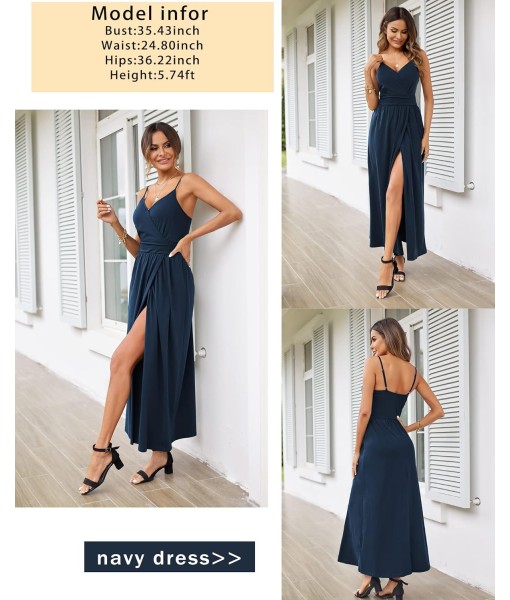 Newshows Women Summer 2025 Maxi Dress Vacation Floral Spaghetti Strap Spring Casual Boho Split Beach Long Flowy Sundress